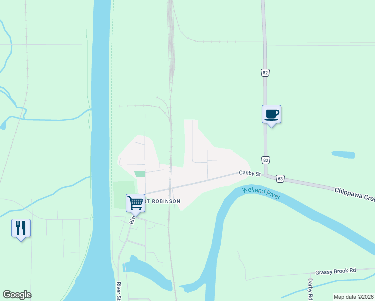 map of restaurants, bars, coffee shops, grocery stores, and more near 43 Thorold Avenue in Thorold