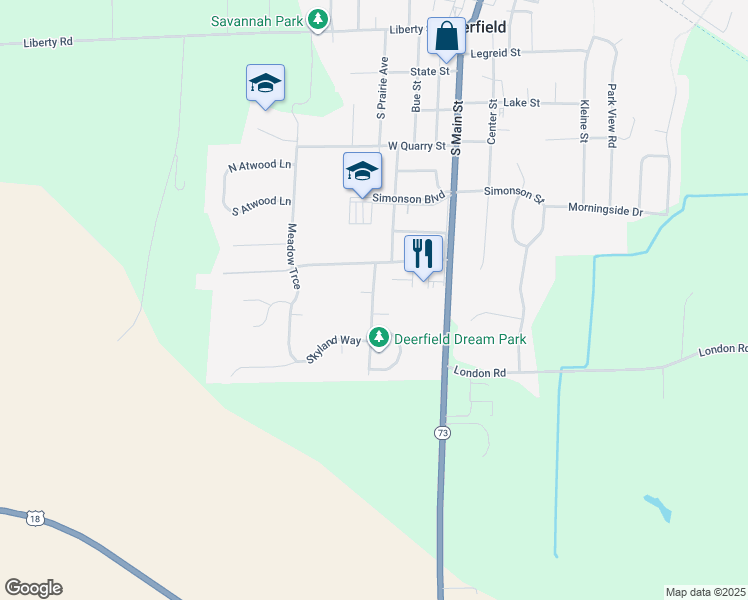 map of restaurants, bars, coffee shops, grocery stores, and more near 601 Autumn Wood Parkway in Deerfield