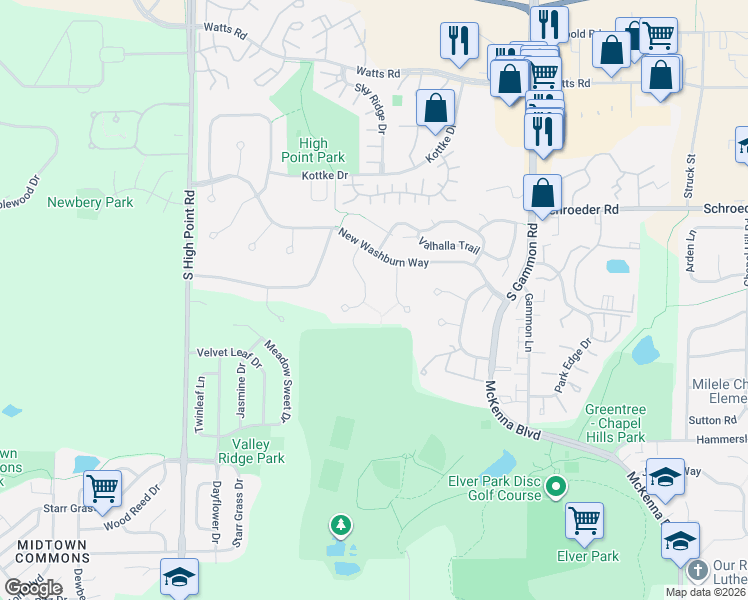 map of restaurants, bars, coffee shops, grocery stores, and more near 2 Elver Court in Madison