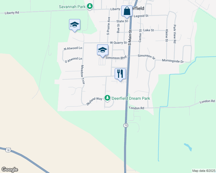 map of restaurants, bars, coffee shops, grocery stores, and more near 109 Washburn Road in Deerfield