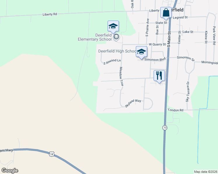 map of restaurants, bars, coffee shops, grocery stores, and more near 322 Cottage Lane in Deerfield