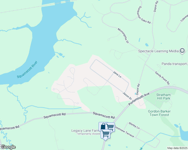 map of restaurants, bars, coffee shops, grocery stores, and more near 21 Jason Drive in Stratham