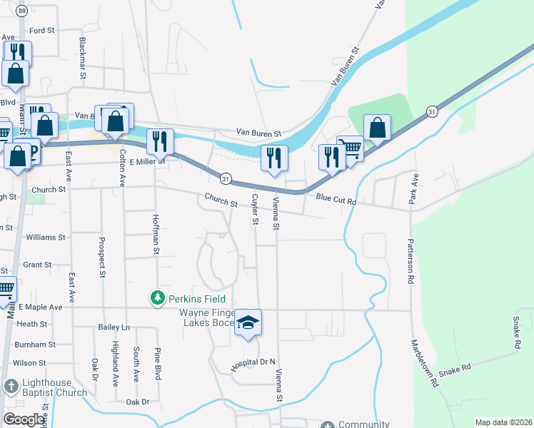 map of restaurants, bars, coffee shops, grocery stores, and more near 701 Church Street in Newark