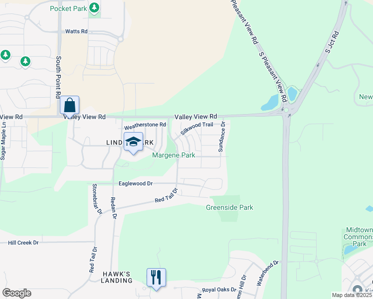 map of restaurants, bars, coffee shops, grocery stores, and more near 721 Overlook Run in Verona