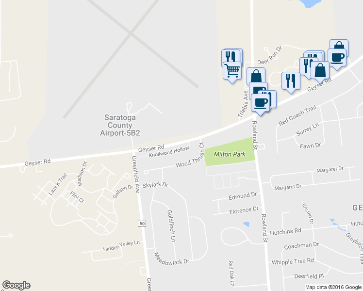 map of restaurants, bars, coffee shops, grocery stores, and more near 12 Knollwood Hollow in Ballston Spa