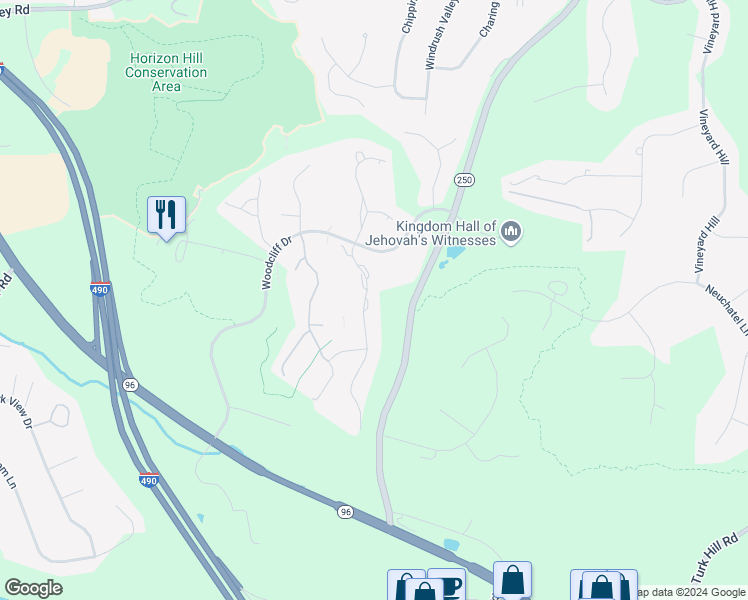 map of restaurants, bars, coffee shops, grocery stores, and more near 28 Bristol View Drive in Fairport
