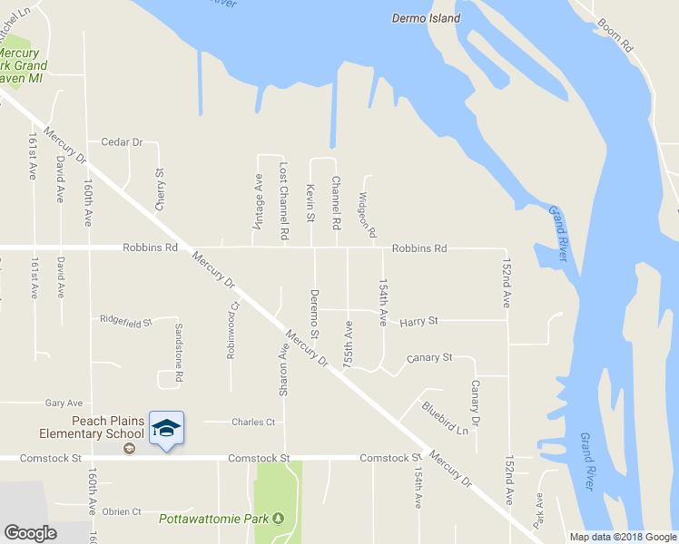 map of restaurants, bars, coffee shops, grocery stores, and more near 15161 155th Avenue in Grand Haven