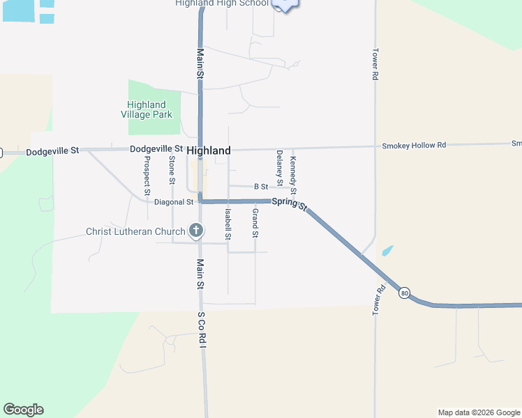 map of restaurants, bars, coffee shops, grocery stores, and more near 429 Spring Street in Highland