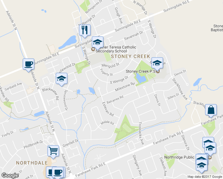 map of restaurants, bars, coffee shops, grocery stores, and more near 1814 Milestone Road in London