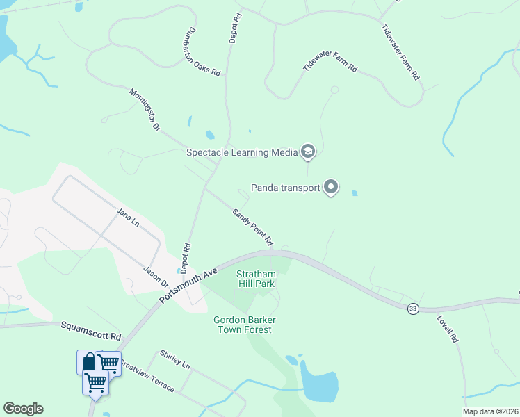map of restaurants, bars, coffee shops, grocery stores, and more near 10 Sandy Point Road in Stratham