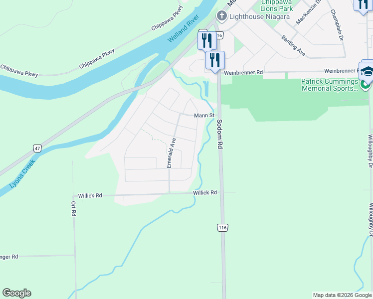 map of restaurants, bars, coffee shops, grocery stores, and more near in Niagara Falls