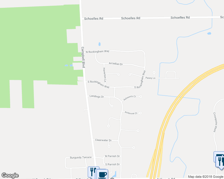 map of restaurants, bars, coffee shops, grocery stores, and more near 87 South Rockingham Way in Buffalo