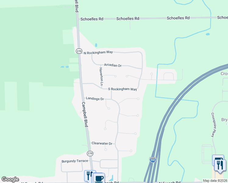 map of restaurants, bars, coffee shops, grocery stores, and more near 99 South Rockingham Way in Buffalo