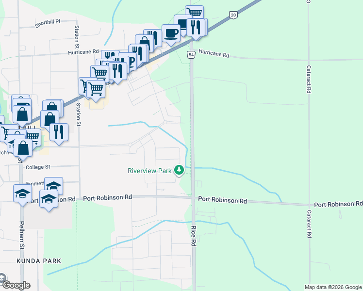 map of restaurants, bars, coffee shops, grocery stores, and more near 1485 Rice Road in Welland