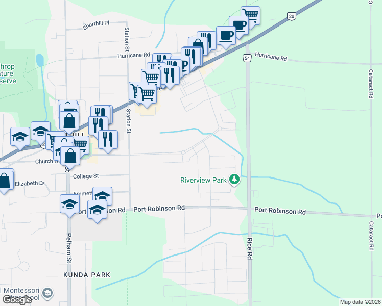 map of restaurants, bars, coffee shops, grocery stores, and more near 86 Summersides Boulevard in Welland