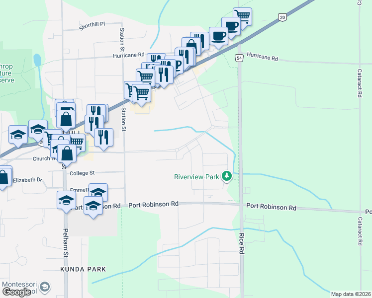 map of restaurants, bars, coffee shops, grocery stores, and more near 160 Susan dr in Welland