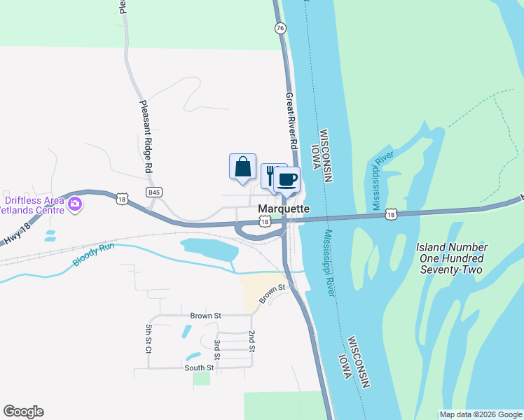 map of restaurants, bars, coffee shops, grocery stores, and more near 118-133 Edgar Street in McGregor