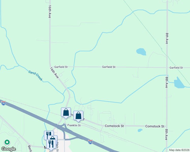 map of restaurants, bars, coffee shops, grocery stores, and more near 1290 Garfield Street in Marne