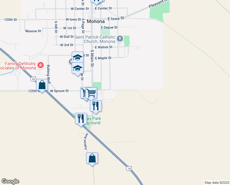 map of restaurants, bars, coffee shops, grocery stores, and more near 308 East Spruce Street in Monona