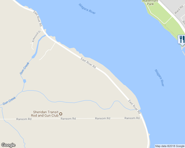 map of restaurants, bars, coffee shops, grocery stores, and more near 3880 East River Road in Grand Island