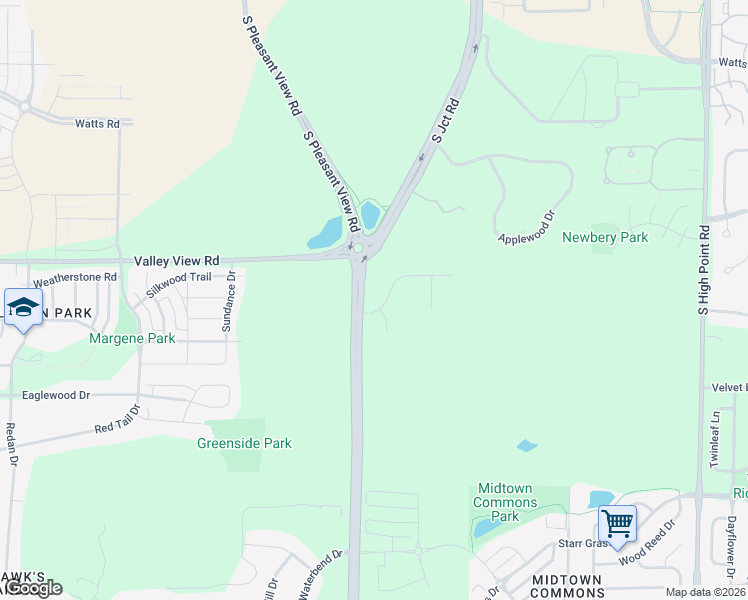 map of restaurants, bars, coffee shops, grocery stores, and more near 1006 South View Road in Madison