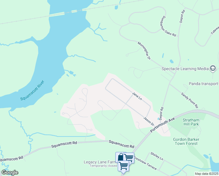 map of restaurants, bars, coffee shops, grocery stores, and more near 21 Jason Drive in Stratham