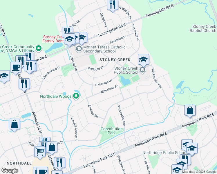 map of restaurants, bars, coffee shops, grocery stores, and more near in London