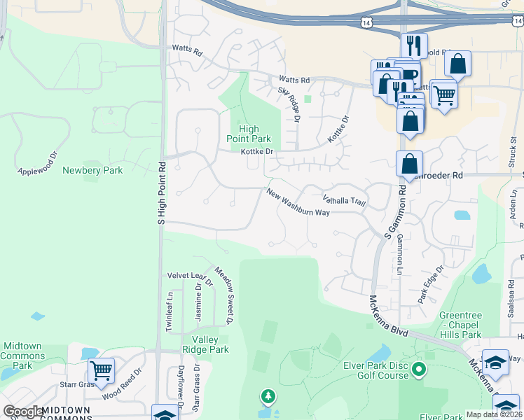 map of restaurants, bars, coffee shops, grocery stores, and more near 7433 Welton Drive in Madison
