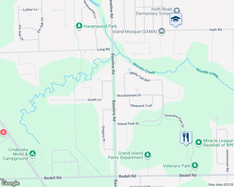 map of restaurants, bars, coffee shops, grocery stores, and more near 3011 Baseline Road in Grand Island