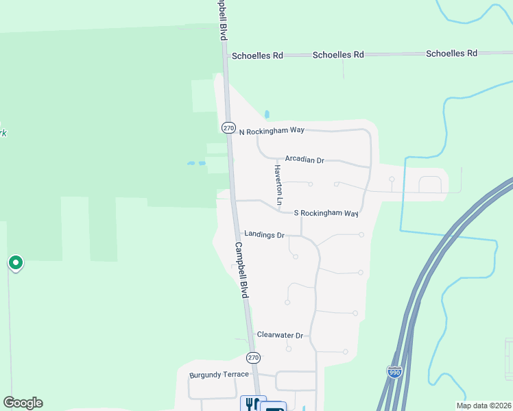 map of restaurants, bars, coffee shops, grocery stores, and more near 30 South Rockingham Way in Buffalo