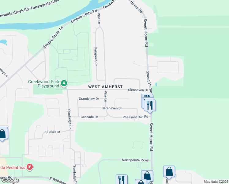 map of restaurants, bars, coffee shops, grocery stores, and more near in Erie County