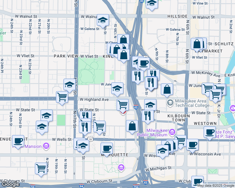 map of restaurants, bars, coffee shops, grocery stores, and more near 1146 North 13th Street in Milwaukee