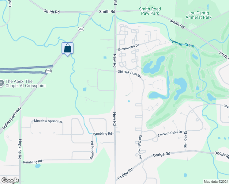 map of restaurants, bars, coffee shops, grocery stores, and more near 331 New Road in East Amherst