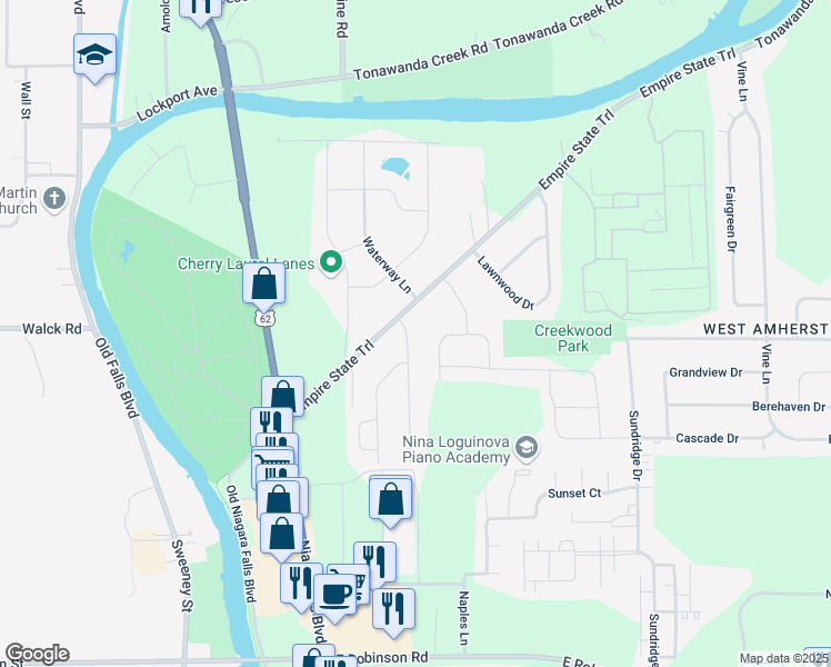 map of restaurants, bars, coffee shops, grocery stores, and more near 154 Corsica Way in Amherst