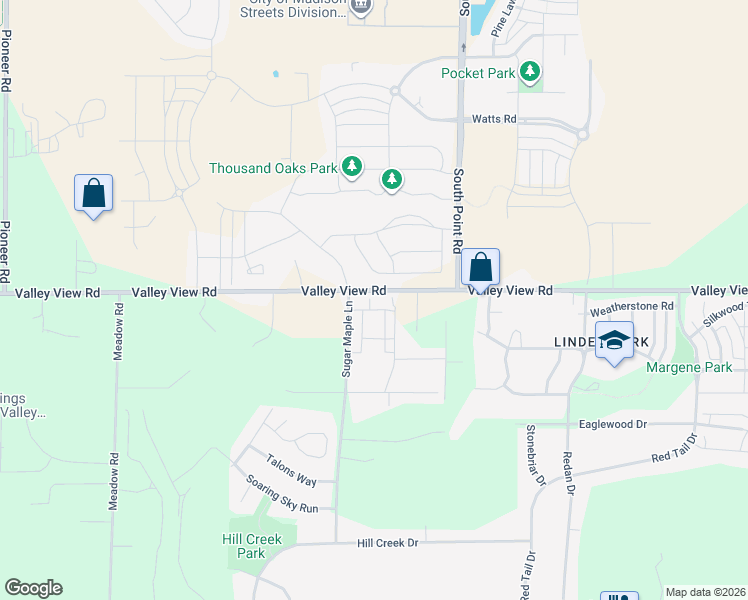 map of restaurants, bars, coffee shops, grocery stores, and more near 9606 Ancient Oak Lane in Verona