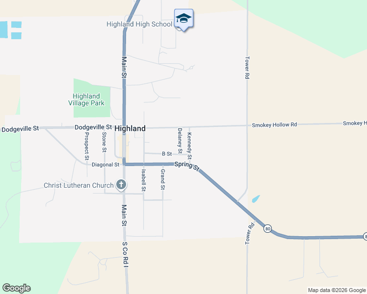 map of restaurants, bars, coffee shops, grocery stores, and more near 514 Delaney Street in Highland