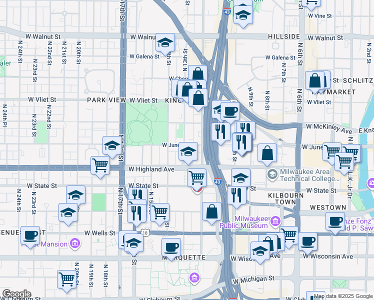 map of restaurants, bars, coffee shops, grocery stores, and more near 1146 North 13th Street in Milwaukee