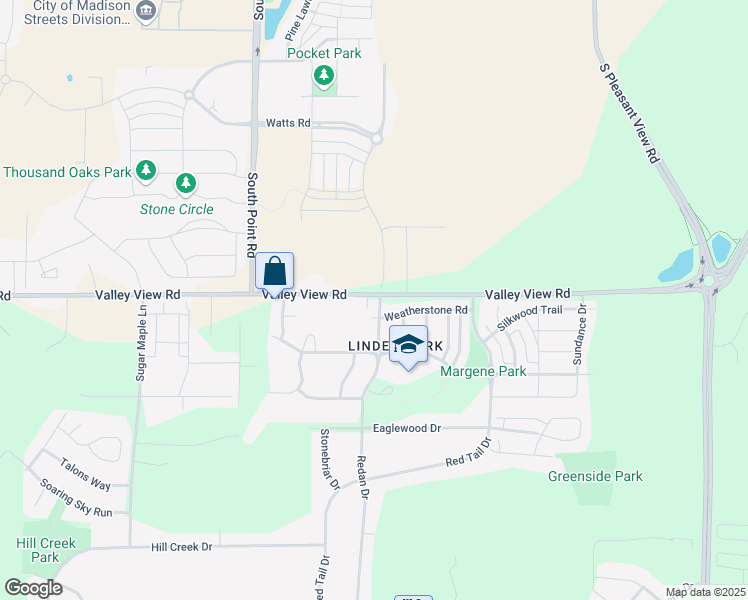 map of restaurants, bars, coffee shops, grocery stores, and more near 602 Redan Drive in Verona