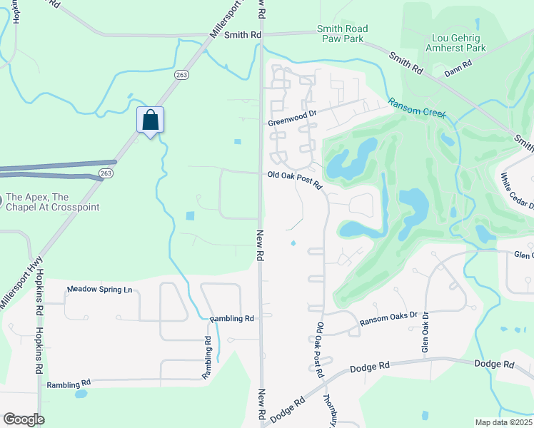map of restaurants, bars, coffee shops, grocery stores, and more near 331 New Road in East Amherst