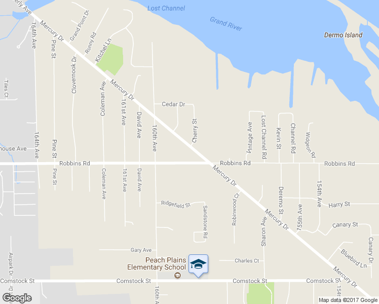 map of restaurants, bars, coffee shops, grocery stores, and more near 15874 Mercury Drive in Grand Haven