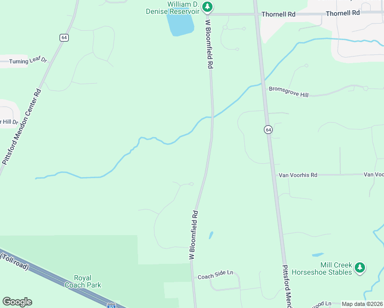 map of restaurants, bars, coffee shops, grocery stores, and more near 237 West Bloomfield Road in Pittsford