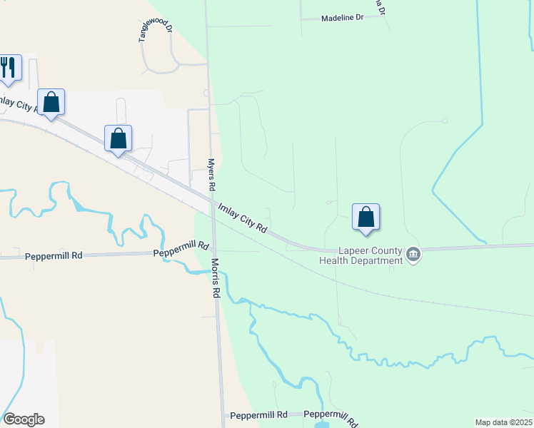 map of restaurants, bars, coffee shops, grocery stores, and more near 1567 West Imlay City Road in Lapeer