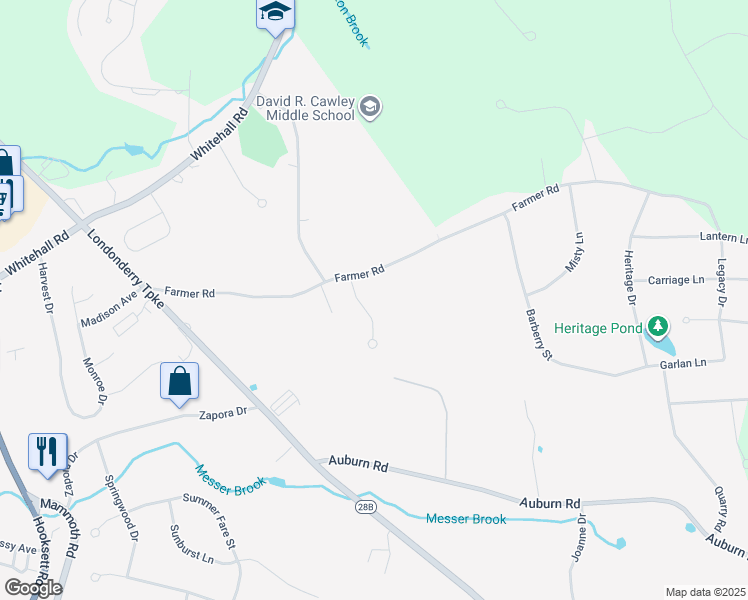 map of restaurants, bars, coffee shops, grocery stores, and more near 7 Greystone Terrace in Hooksett
