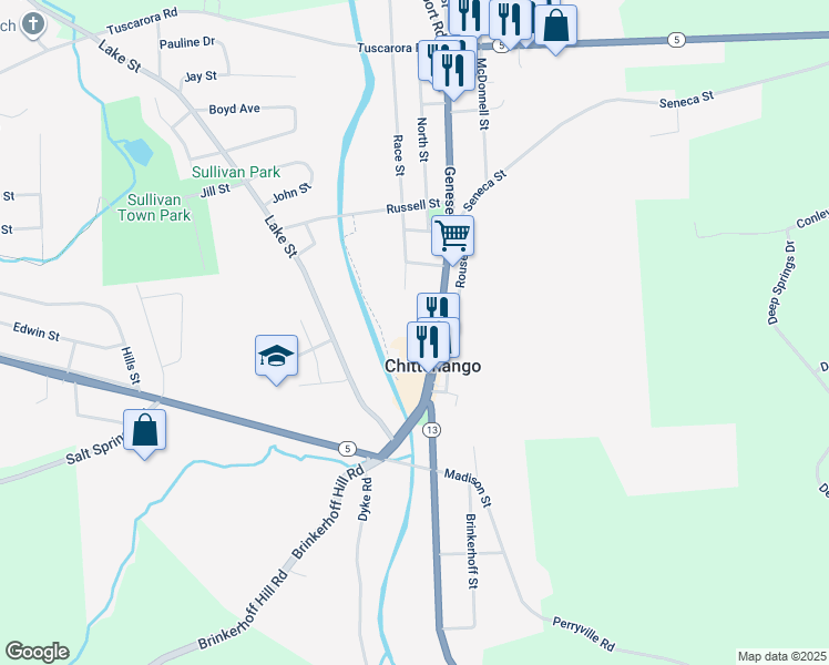 map of restaurants, bars, coffee shops, grocery stores, and more near in Chittenango