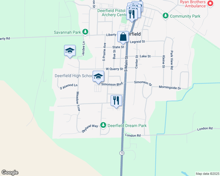 map of restaurants, bars, coffee shops, grocery stores, and more near 11 Mcgovern Court in Deerfield