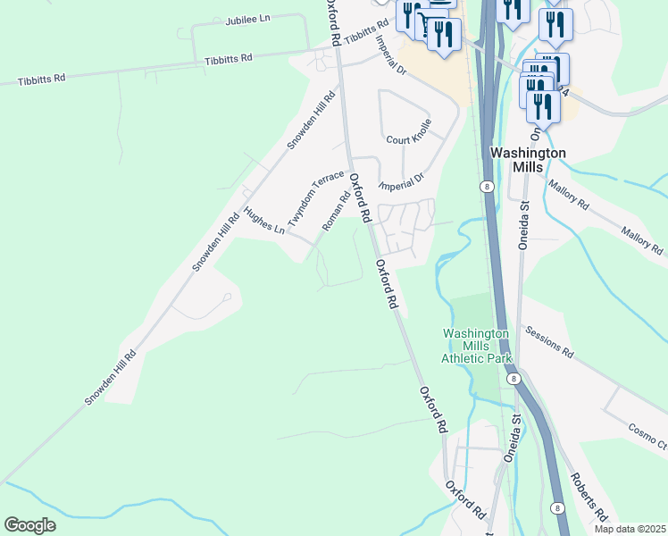 map of restaurants, bars, coffee shops, grocery stores, and more near 3841 Oxford Rd in New Hartford