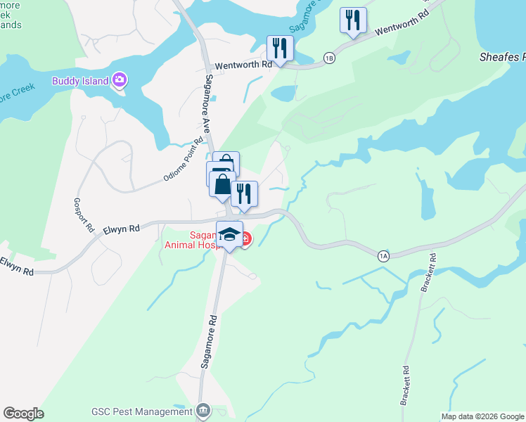 map of restaurants, bars, coffee shops, grocery stores, and more near 25 Frontier Street in Rye