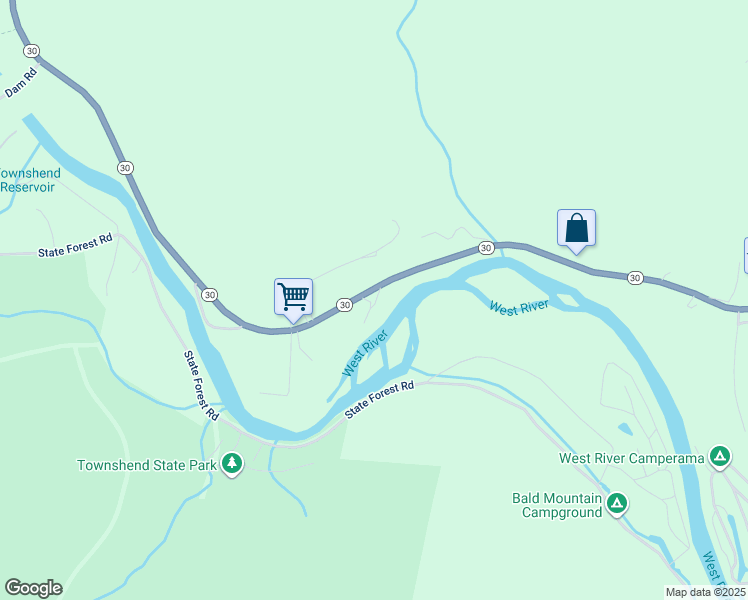 map of restaurants, bars, coffee shops, grocery stores, and more near 254 Kearley Drive in Townshend