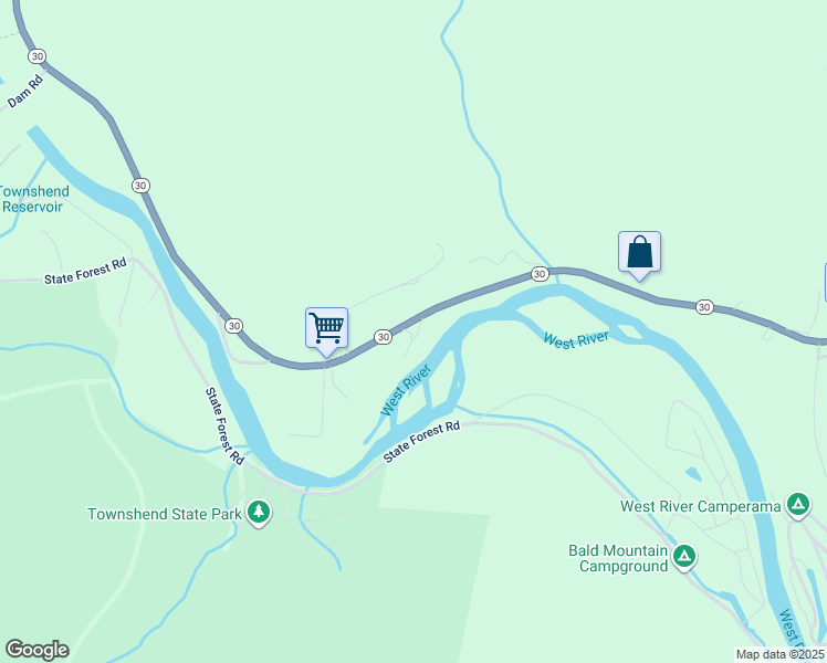 map of restaurants, bars, coffee shops, grocery stores, and more near 254 Kearley Drive in Townshend