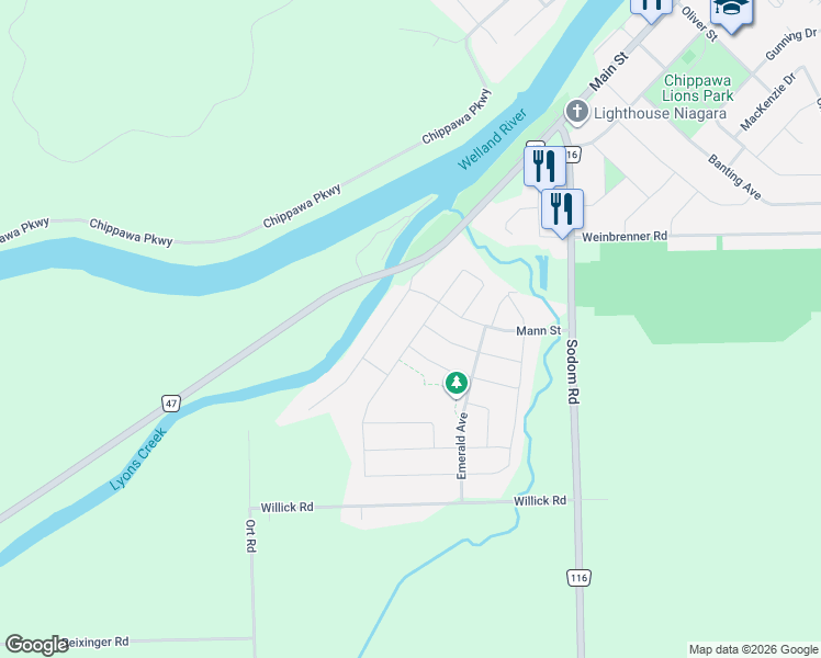 map of restaurants, bars, coffee shops, grocery stores, and more near in Niagara Falls